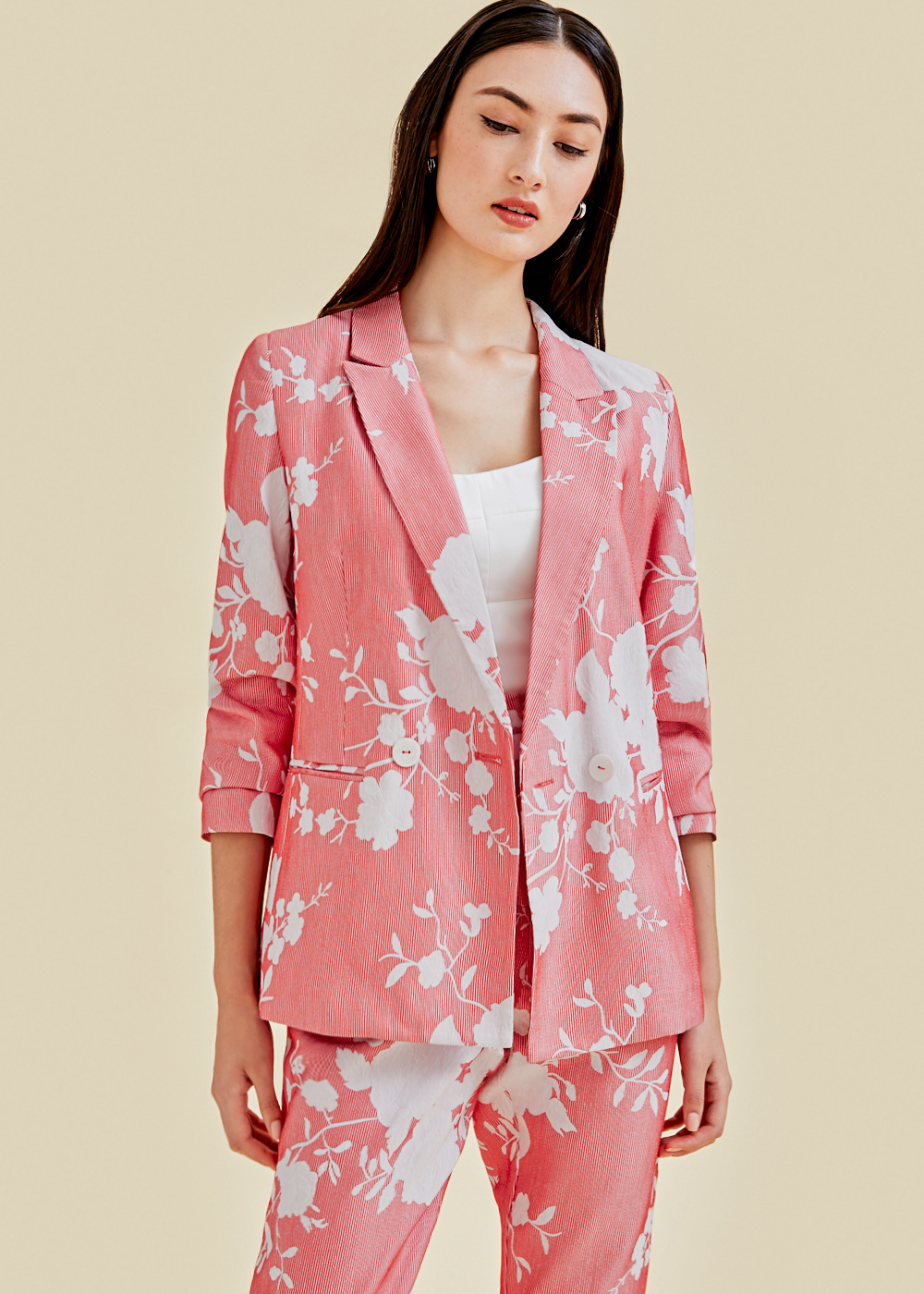 Floral jacquard clearance blazer