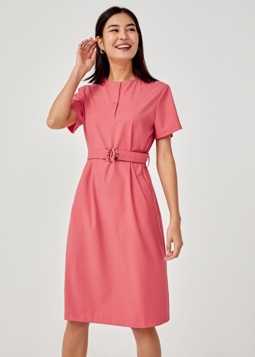 midi belted shirt dress