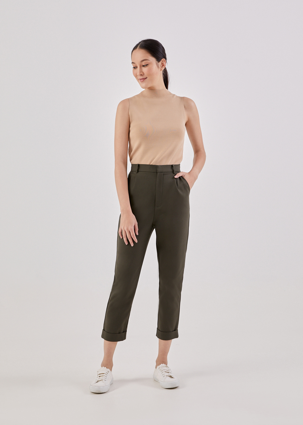 

Alby Tailored Peg Leg Pants-079-XL