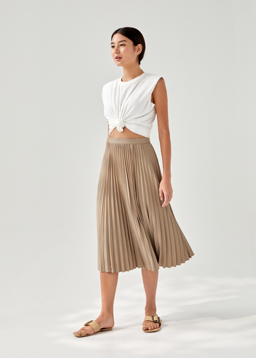 

Elinie Pleated Midi Skirt-124-XXL