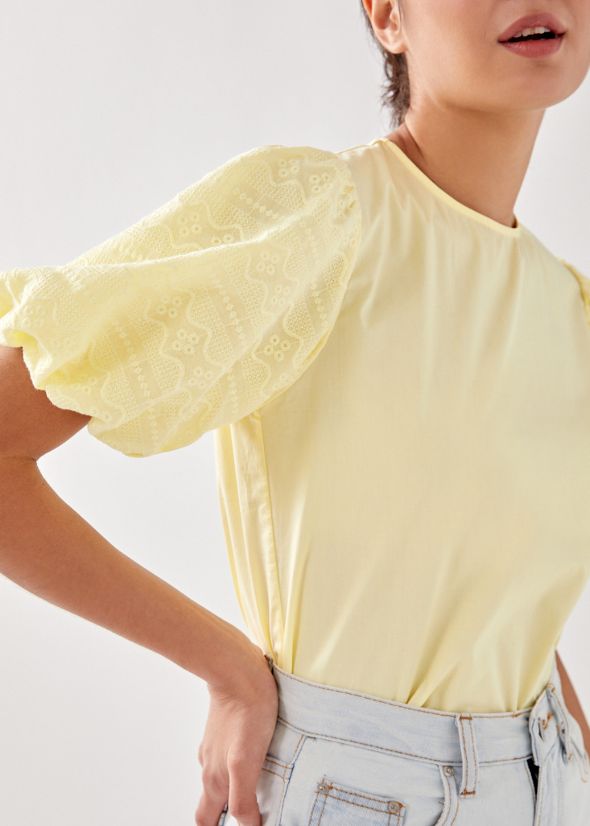 yellow broderie top