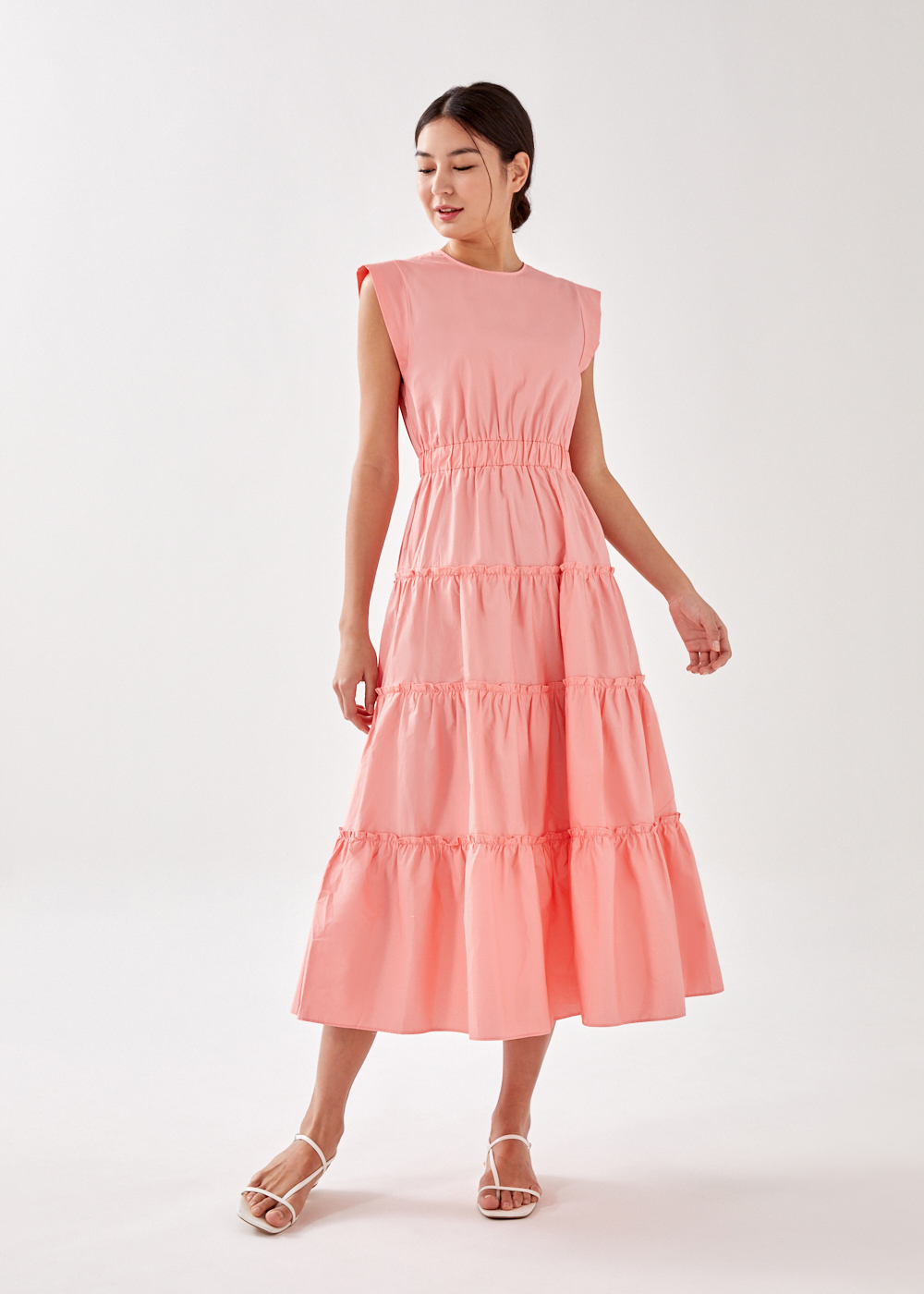 

Relia Ruched Tiered Maxi Dress-005-XS