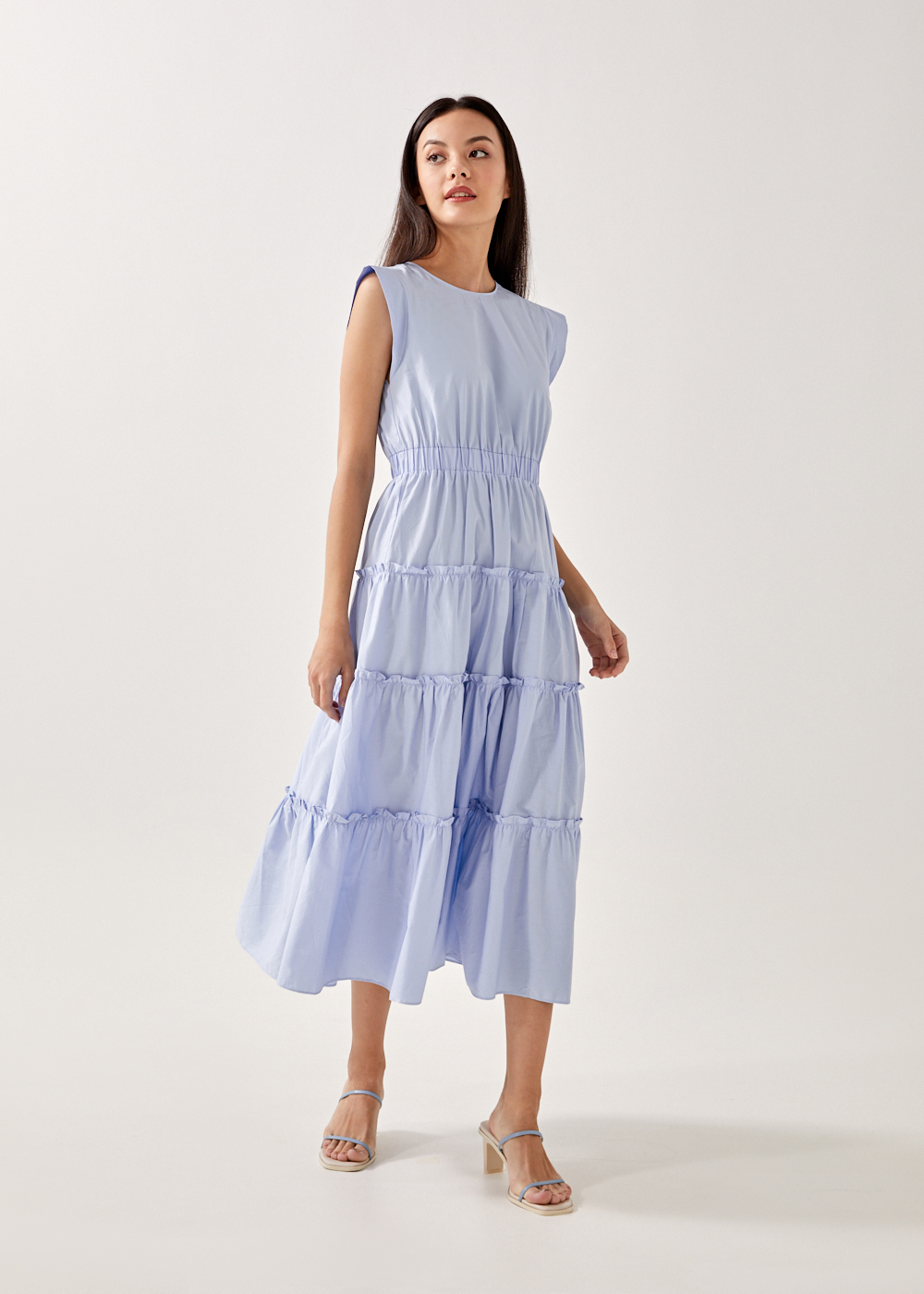 

Relia Ruched Tiered Maxi Dress-261-M