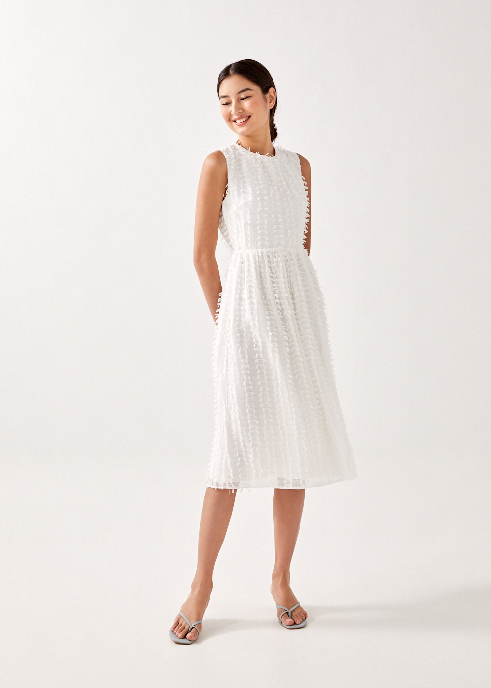 

Cressy Padded Textured Midi Dress-031-S