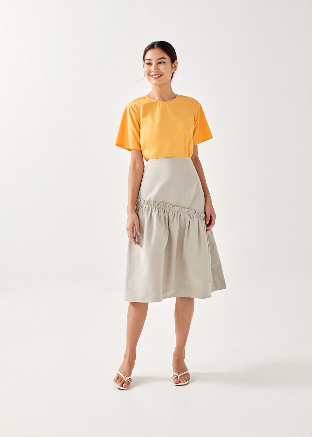 

Cheriea Asymmetrical Midi Skirt-042-M