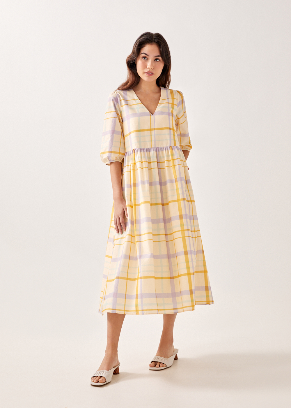 

Camellia Gingham Relaxed Midaxi Dress-203-XS