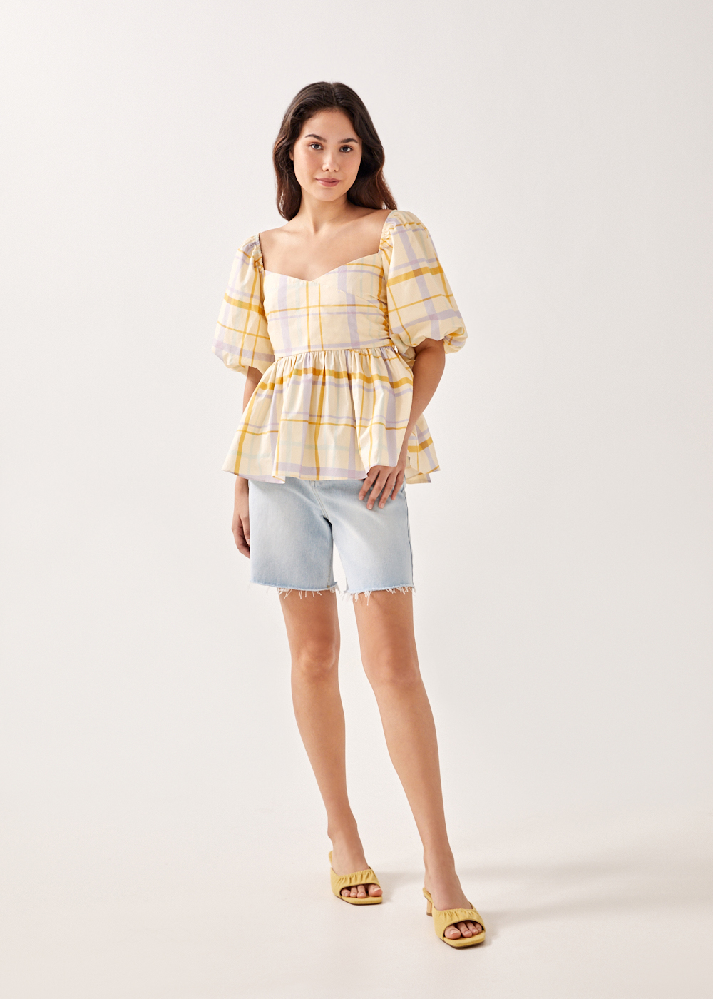 

Caraway Gingham Babydoll Top-203-L