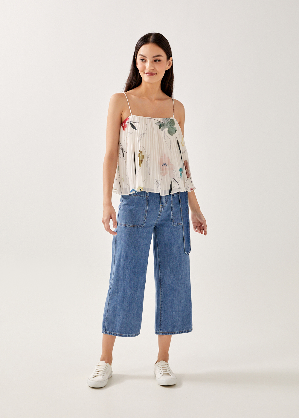 

Klaudia Pleated Camisole in Willowy Florals-035-XS