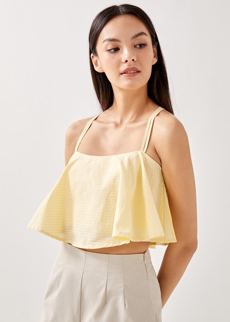 Sophil Textured Striped Flounce Top