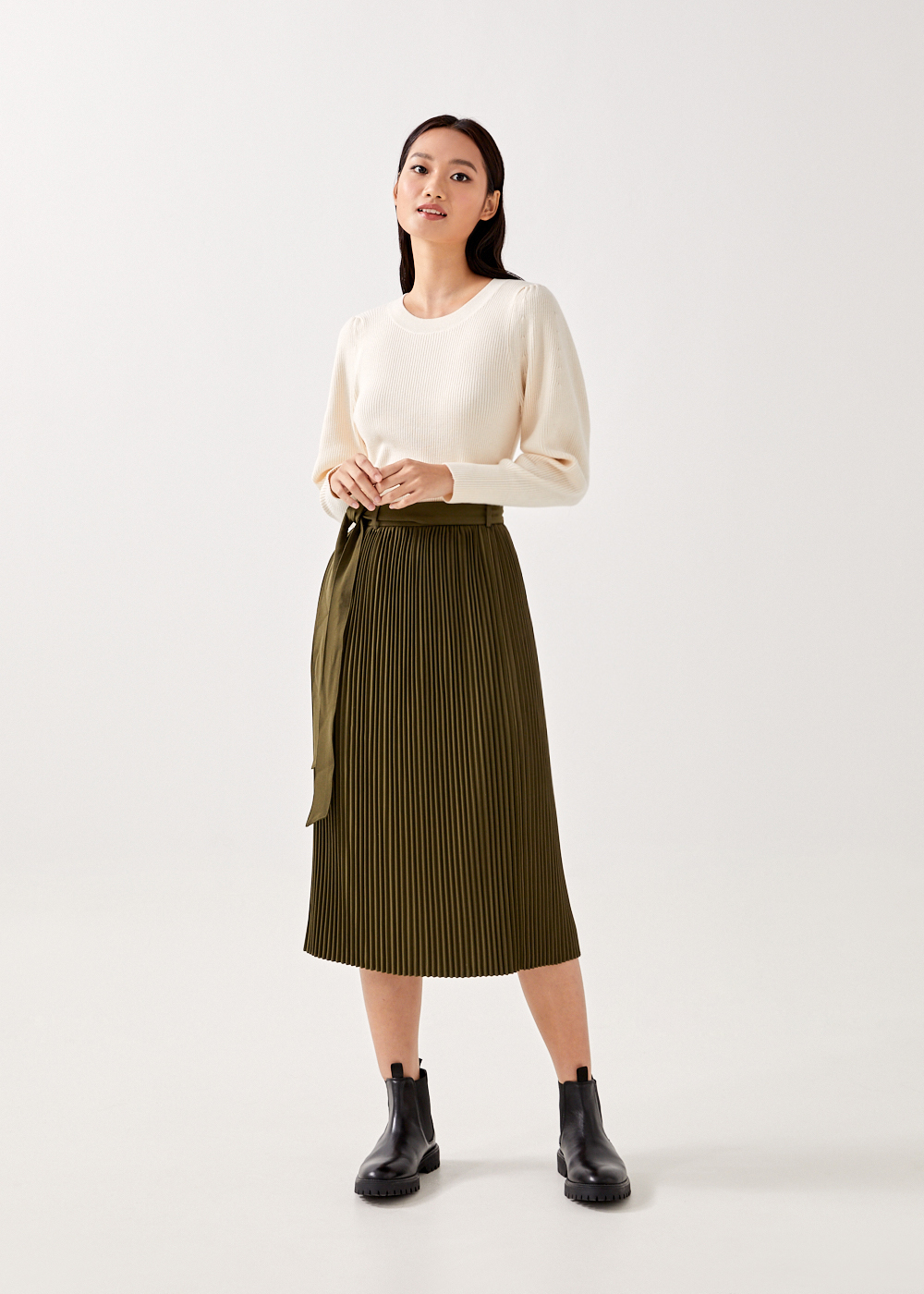 

Bailey Pleated A-line Skirt-079-M