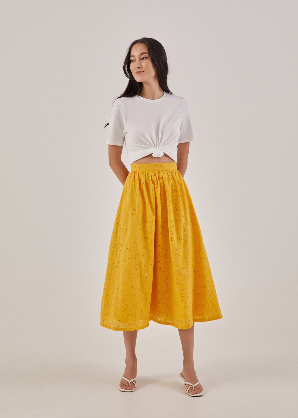 

Cassia Broderie Ruched Skirt-289-XS