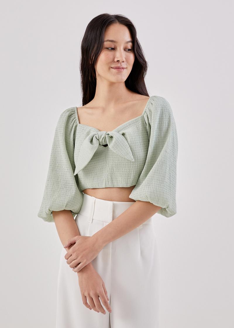 Aerin Padded Textured Knot Front Top