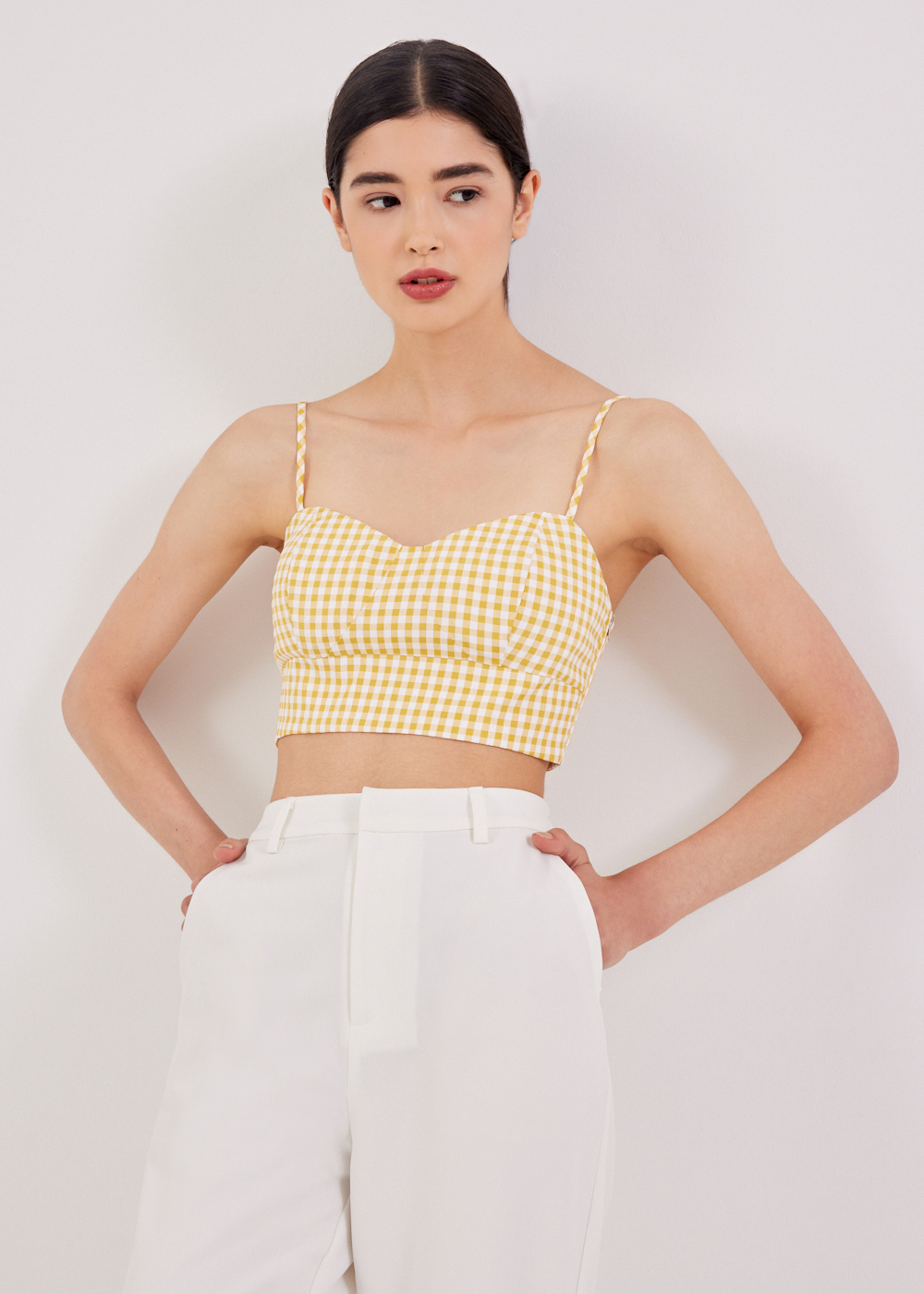 

Riella Gingham Bustier Padded Crop Top-289-M