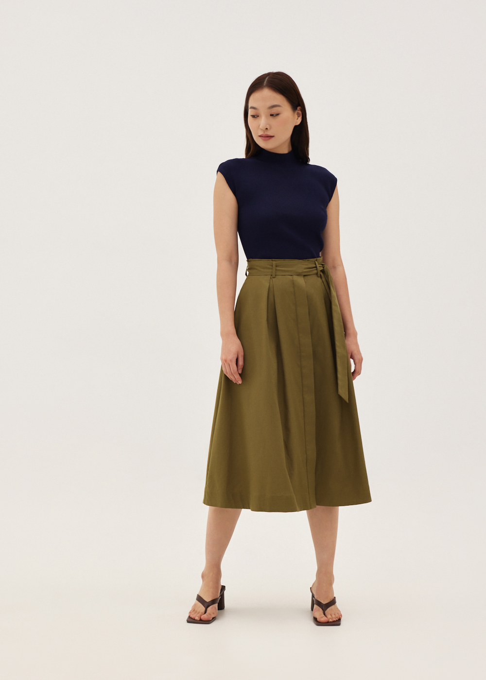 

Kelsey Paperbag Sash Flare Skirt-157-M