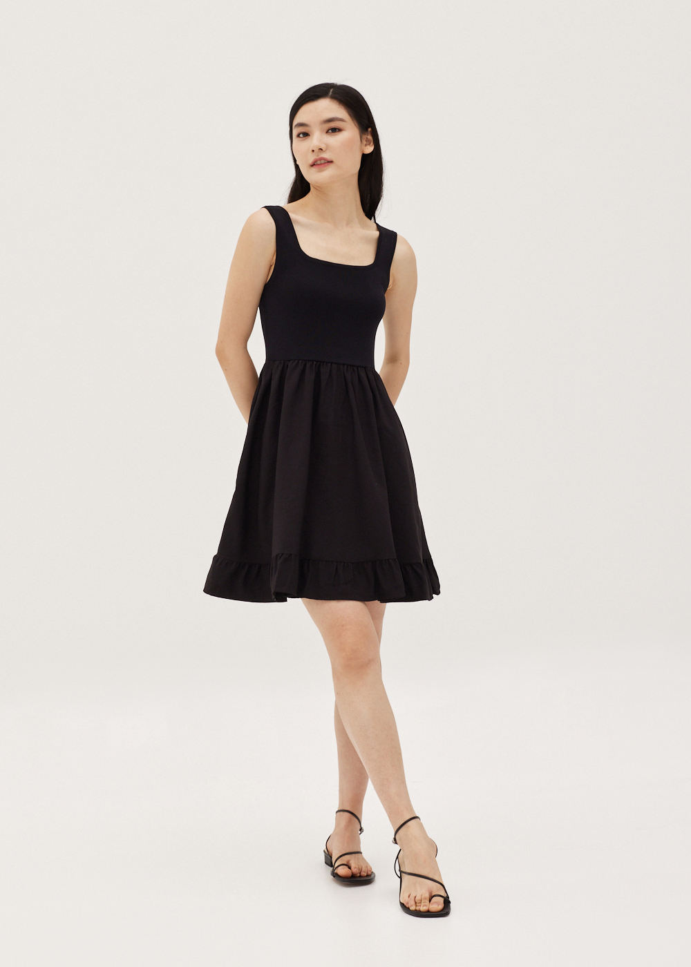 

Codi Mixed Fabric Fit & Flare Dress-014-S