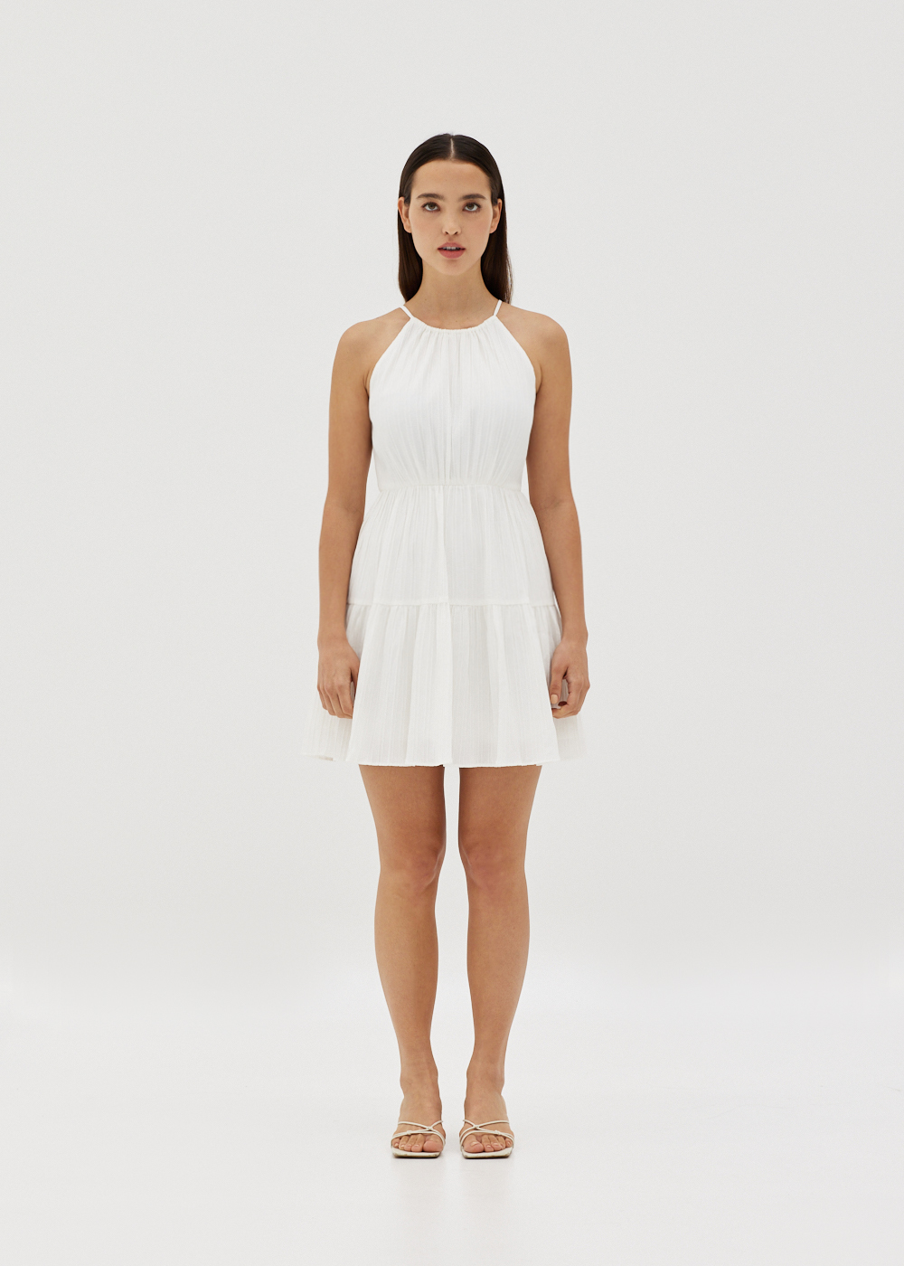 

Quincy Textured Halter Tiered Dress-031-L