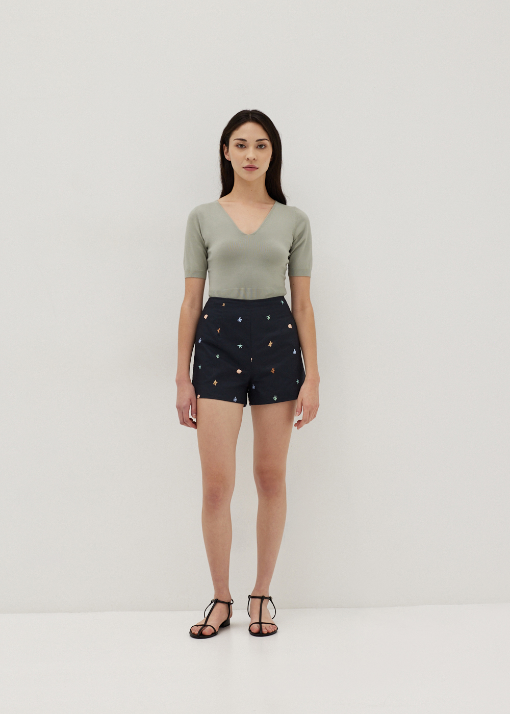 

Zalena Cotton Classic Shorts in Tidal Daydream-014-XS