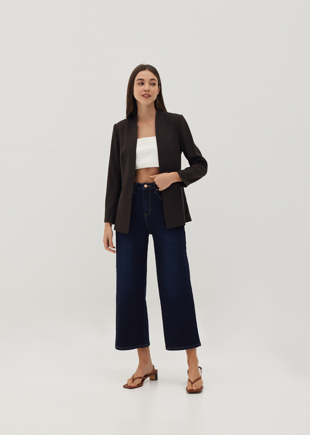 

Tasmine Collarless Shoulder Padded Blazer-277-S