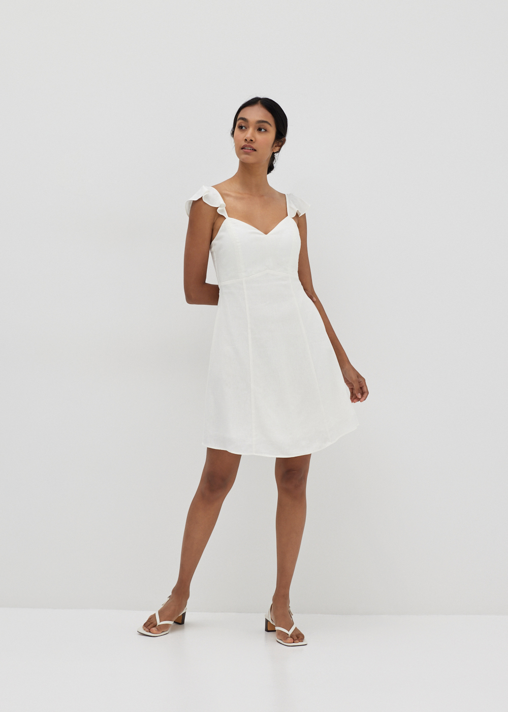 

Kehlani Padded A-line Linen Dress-031-S