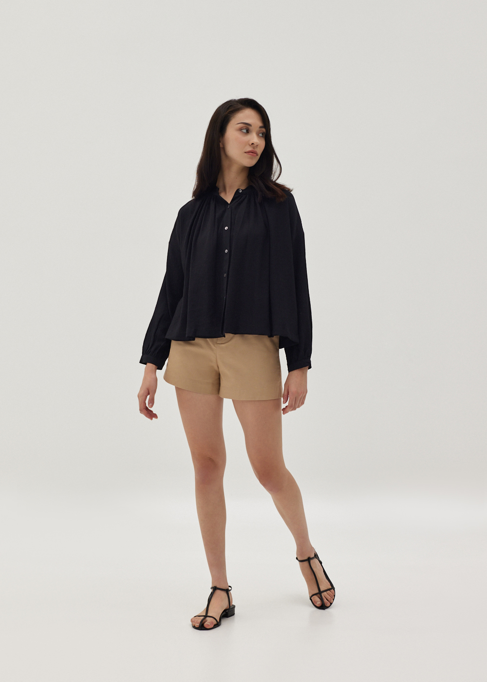 

Carolie Ruched Poet Blouse-014-S