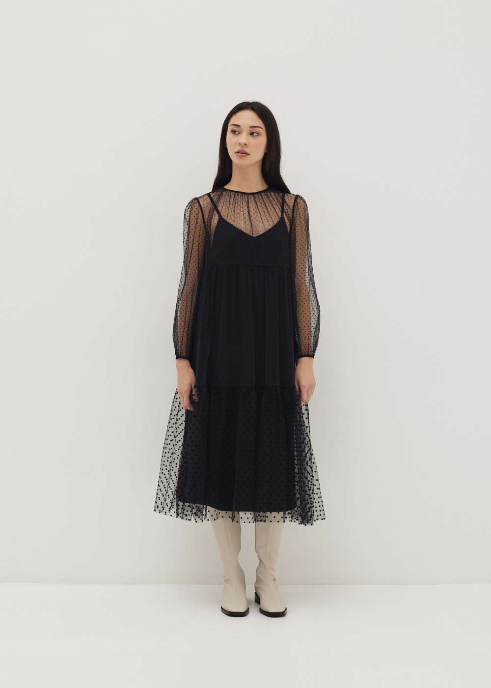 

Leighton Polka Dot Tulle Dress-014-S