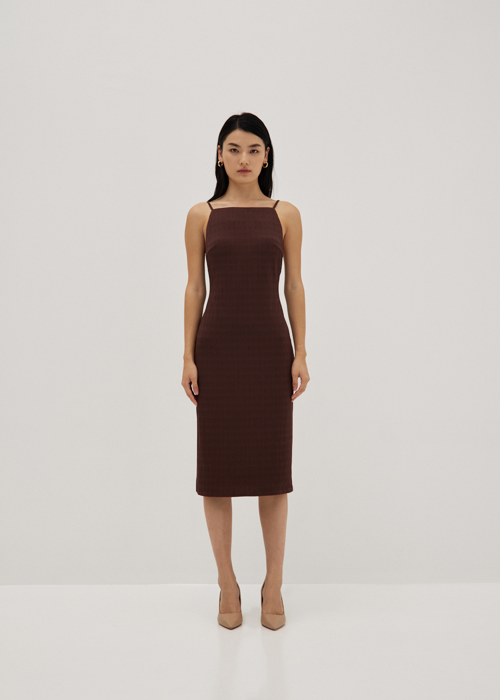 

Sheryl Padded Textured Midi Dress-277-S