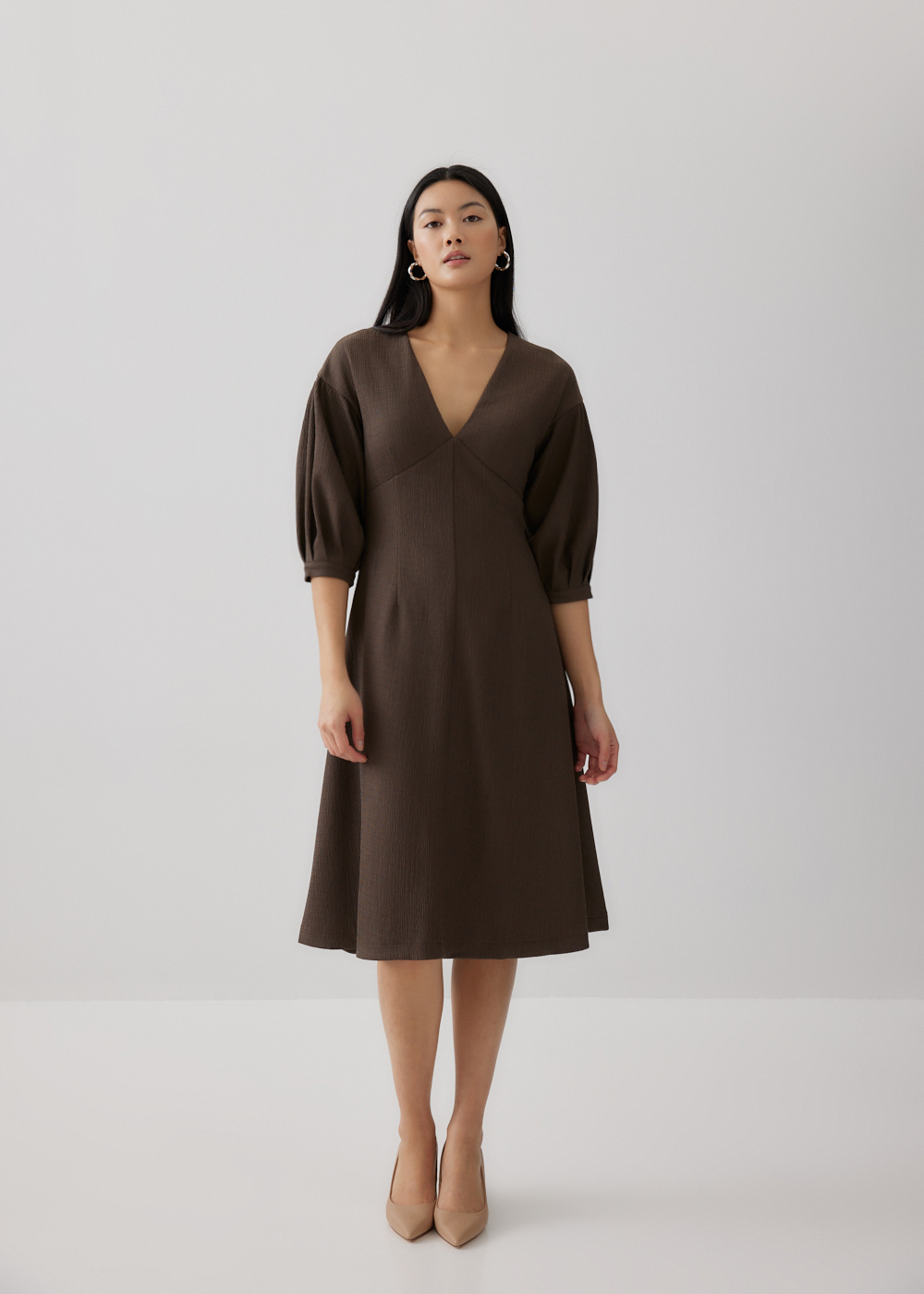 

Roween Padded Puff Sleeve Dress-235-M