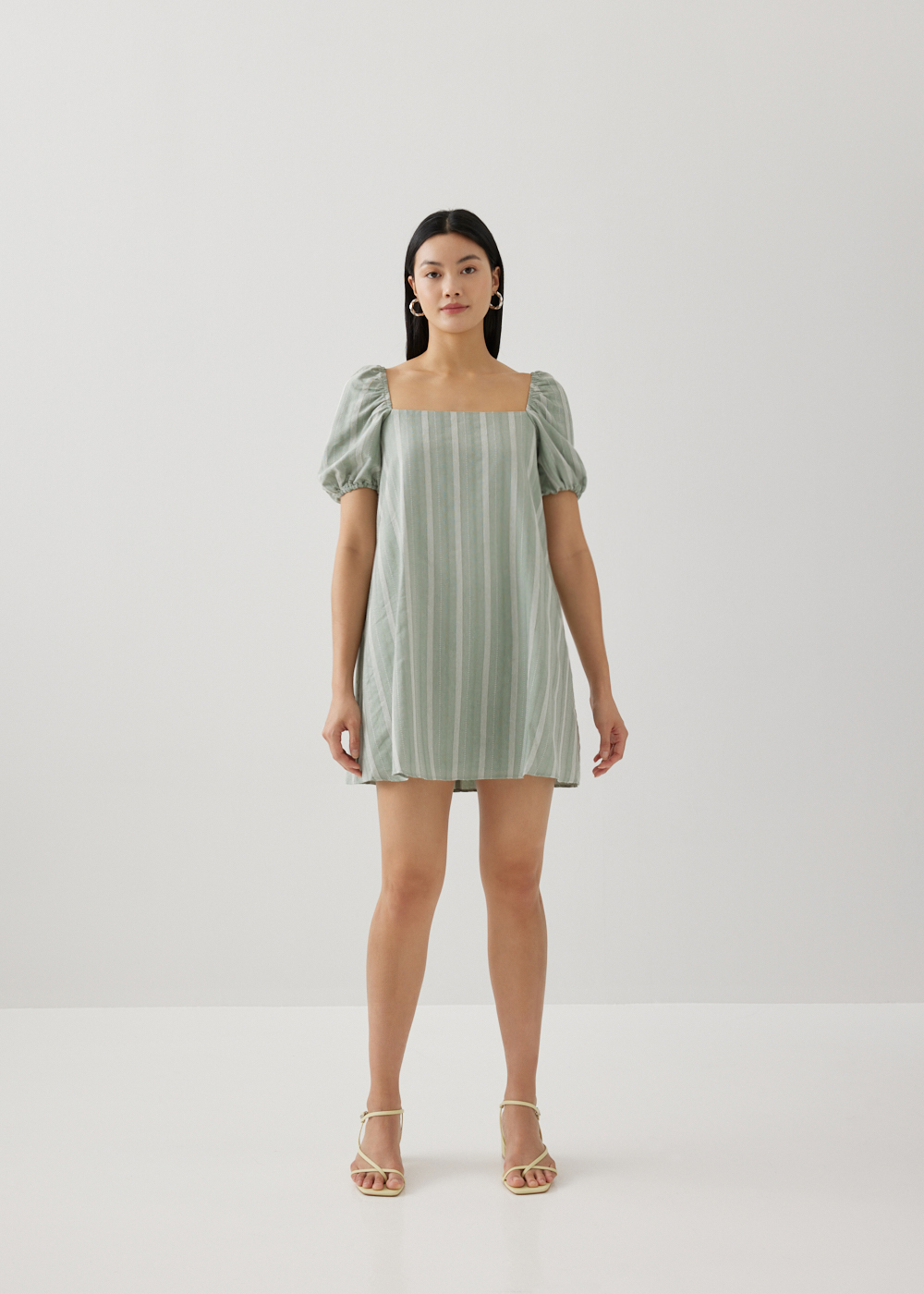 

Raiza Striped Linen Shift Dress-156-S