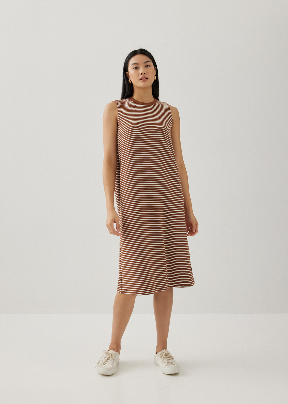 

Davika Striped Jersey Drape Column Dress-277-XS