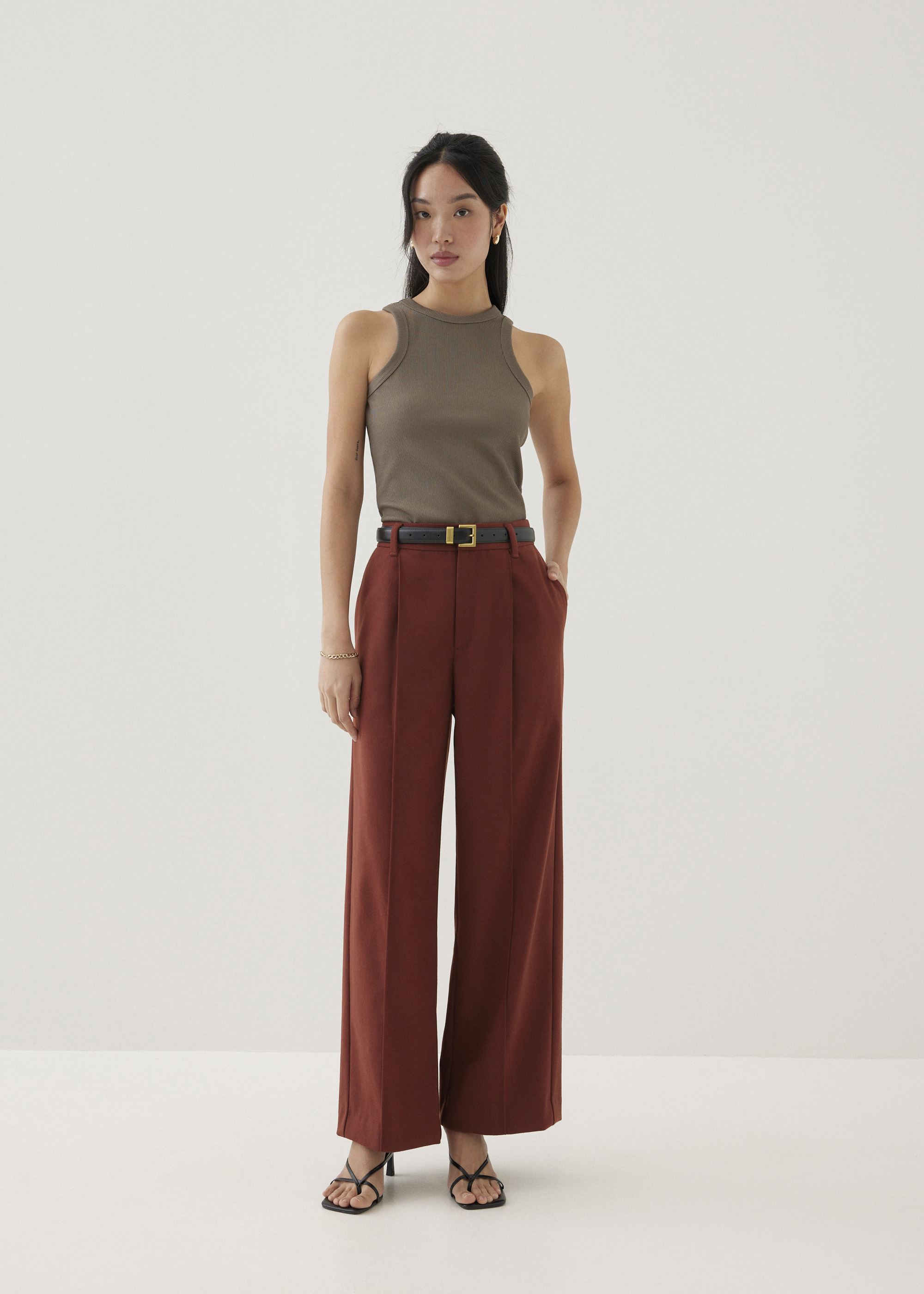 

Gretal Tailored Pleated Straight Leg Pants-105-S