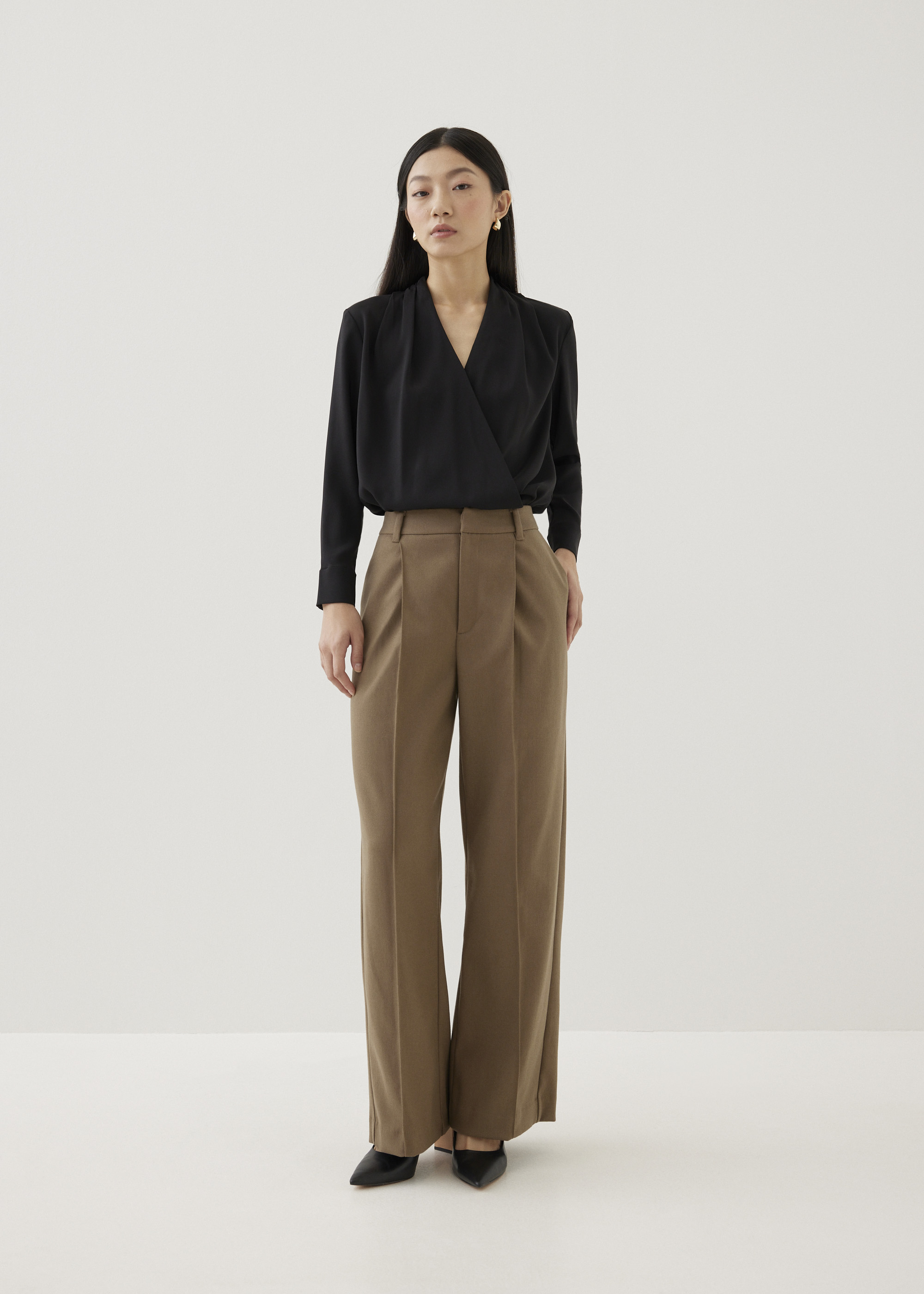 

Gretal Tailored Pleated Straight Leg Pants-235-XS