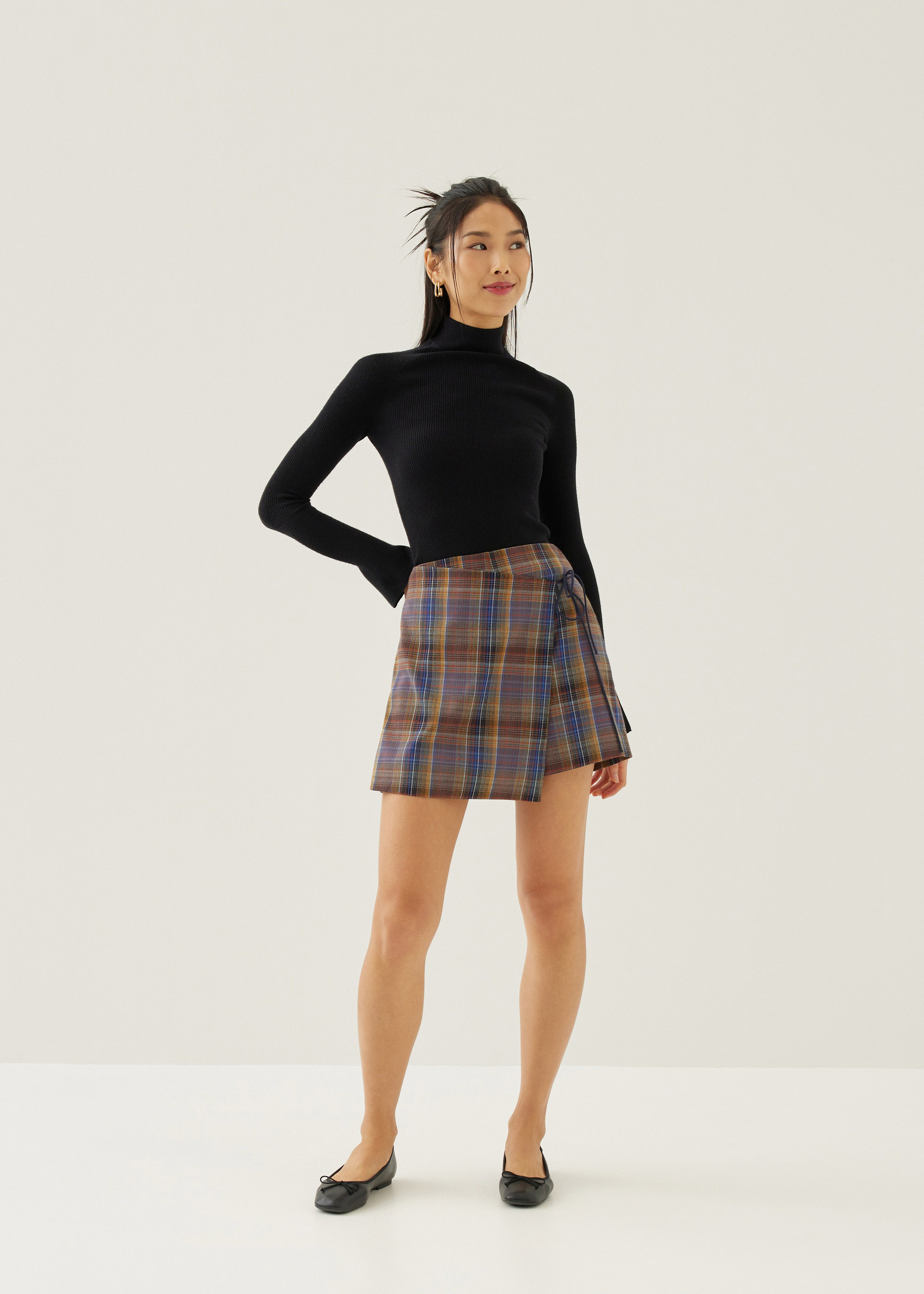 

Adrine Plaid A-line Mini Skort-004-M