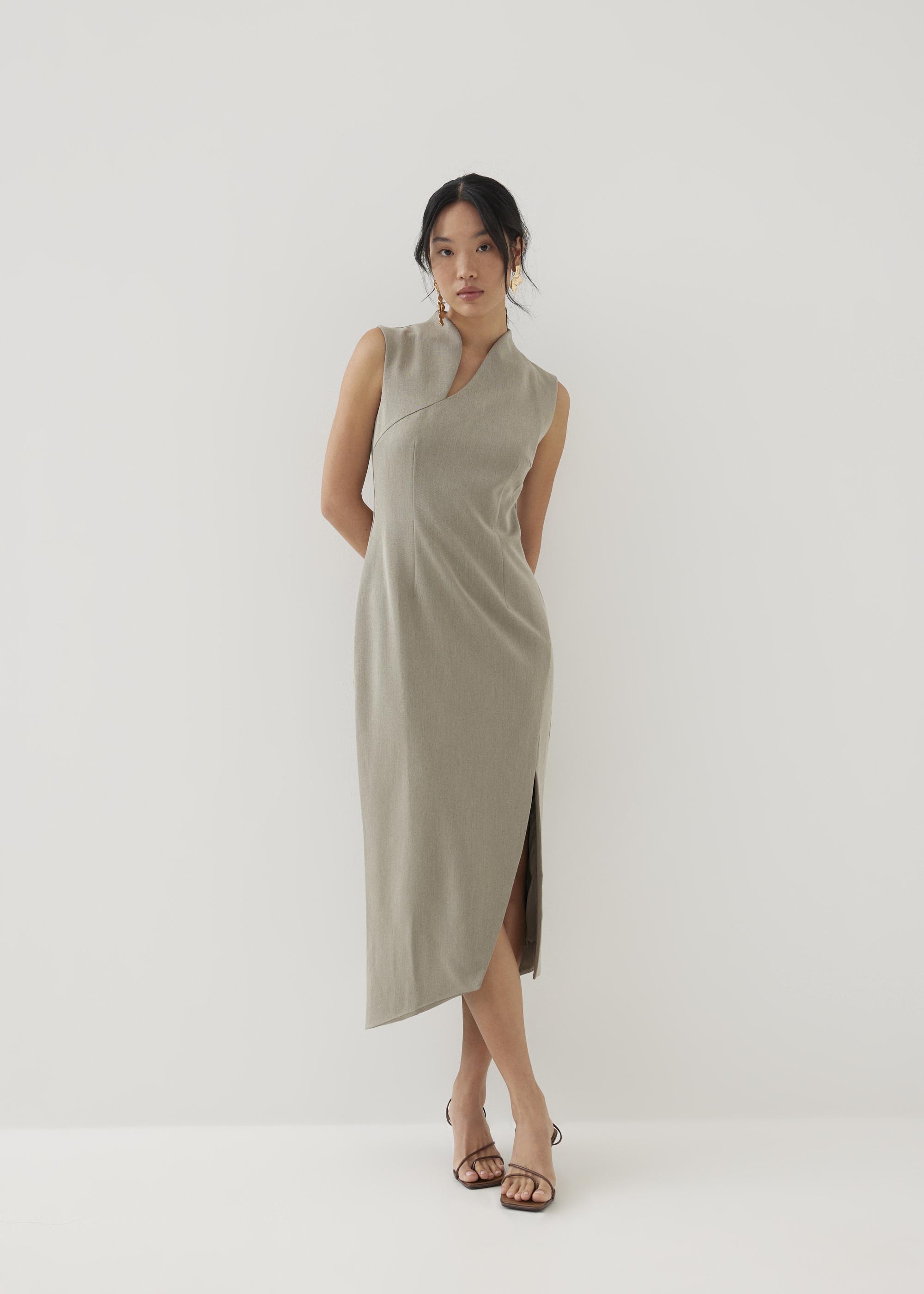 

Nonna High Neck Column Maxi Dress-235-L