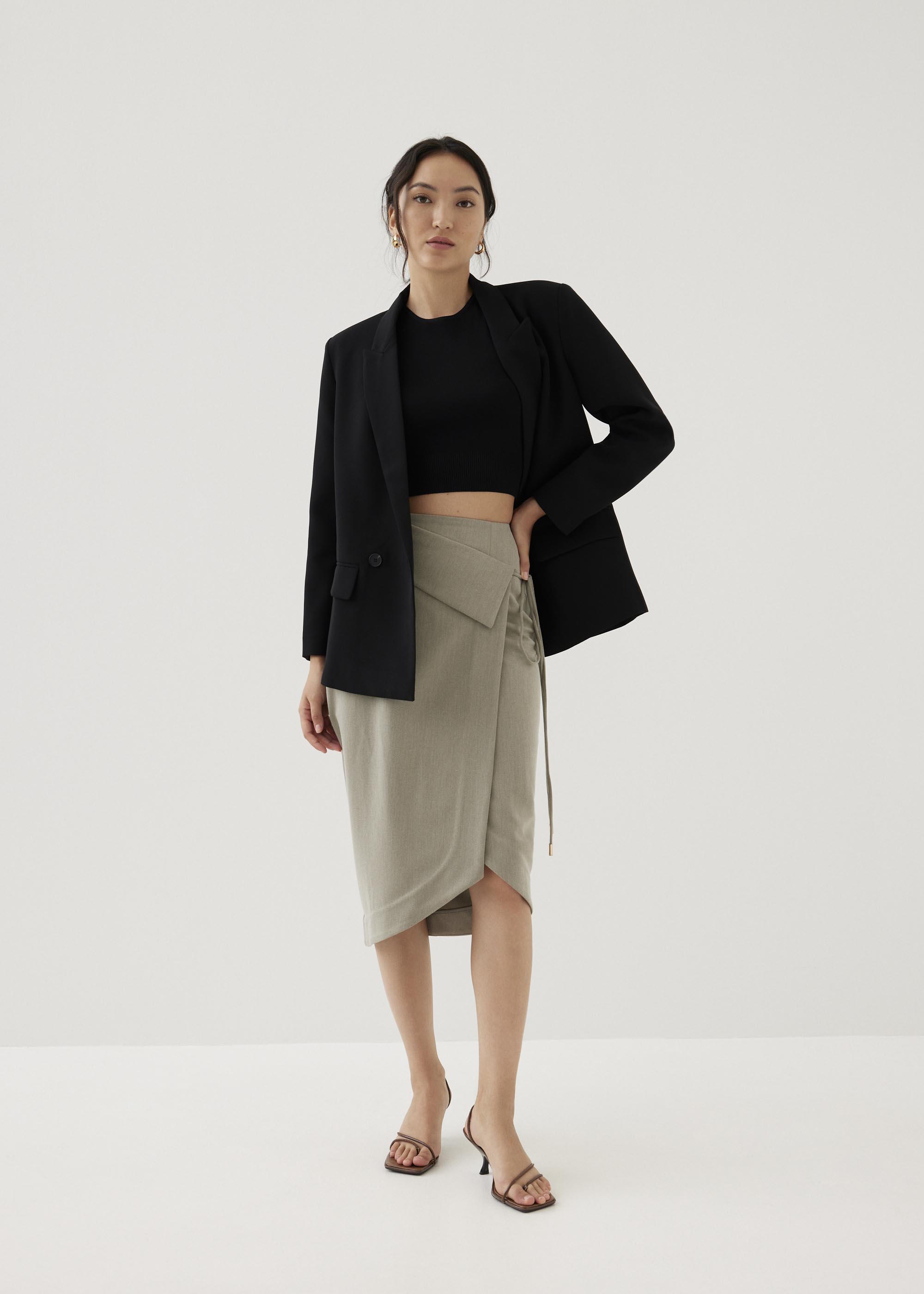 

Lalen Pencil Wrap Midi Skirt-235-XS