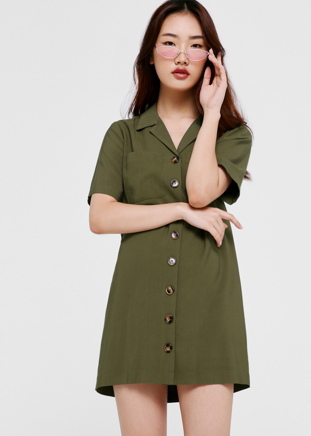 button through shirt dress