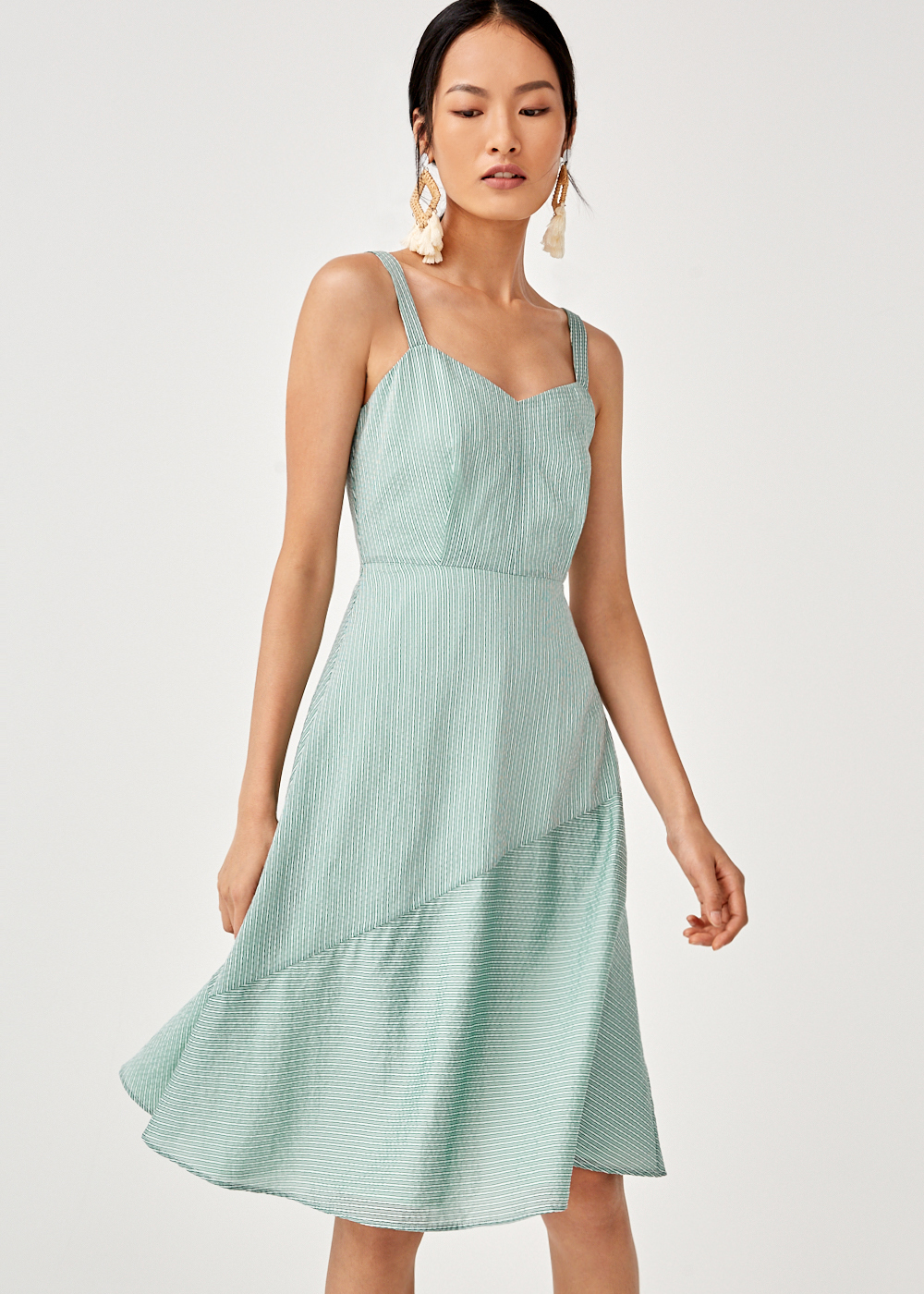 pinstripe midi dress