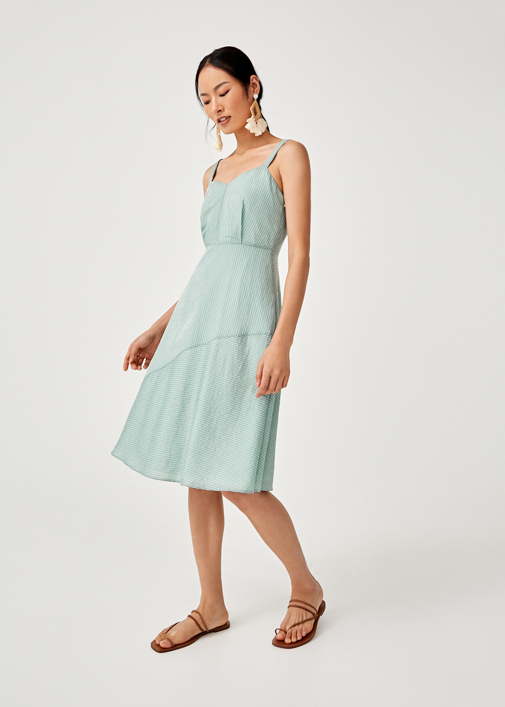 pinstripe midi dress