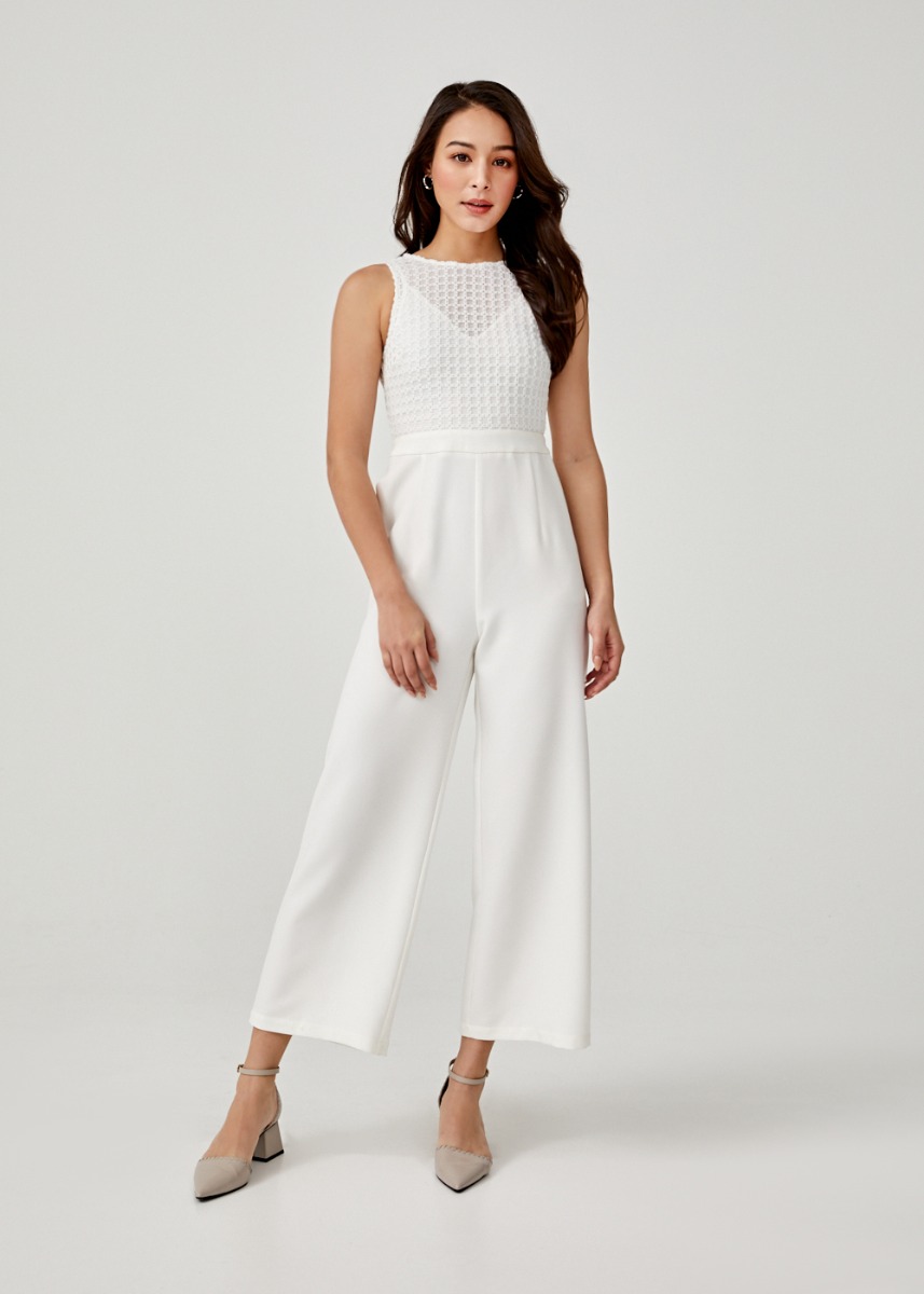 Jumpsuit with lace sales overlay