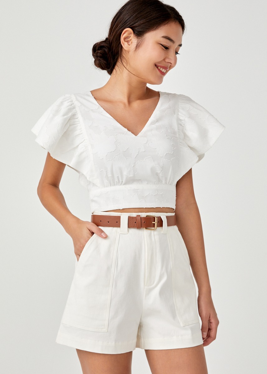 ruffle white crop top