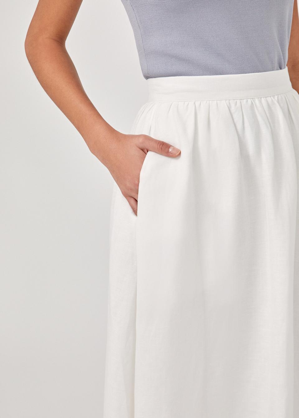 Mollie Ruched Linen Midaxi Skirt