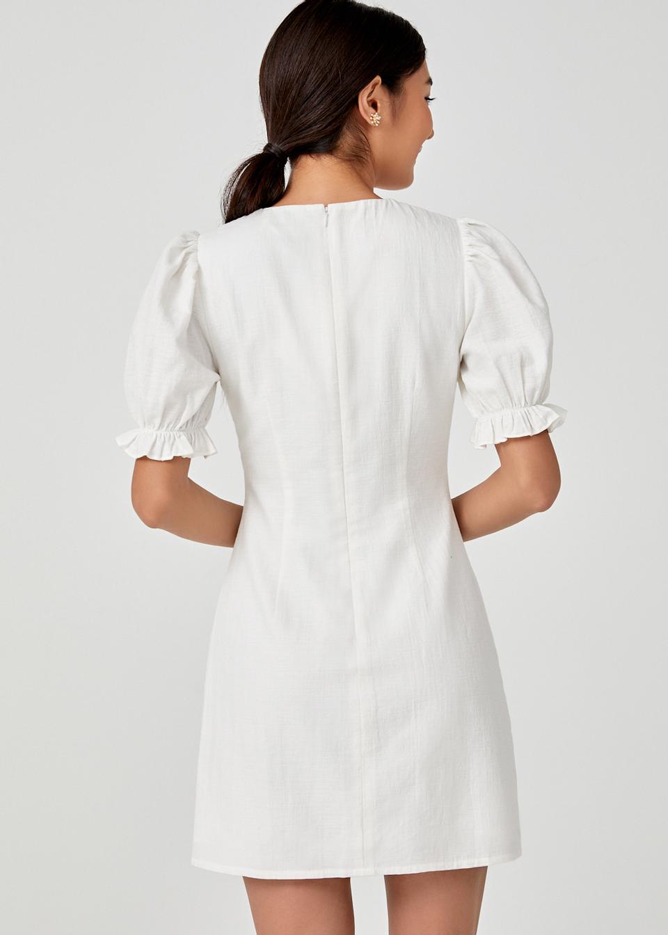 Alisa Puff Sleeve Textured Cotton Dress