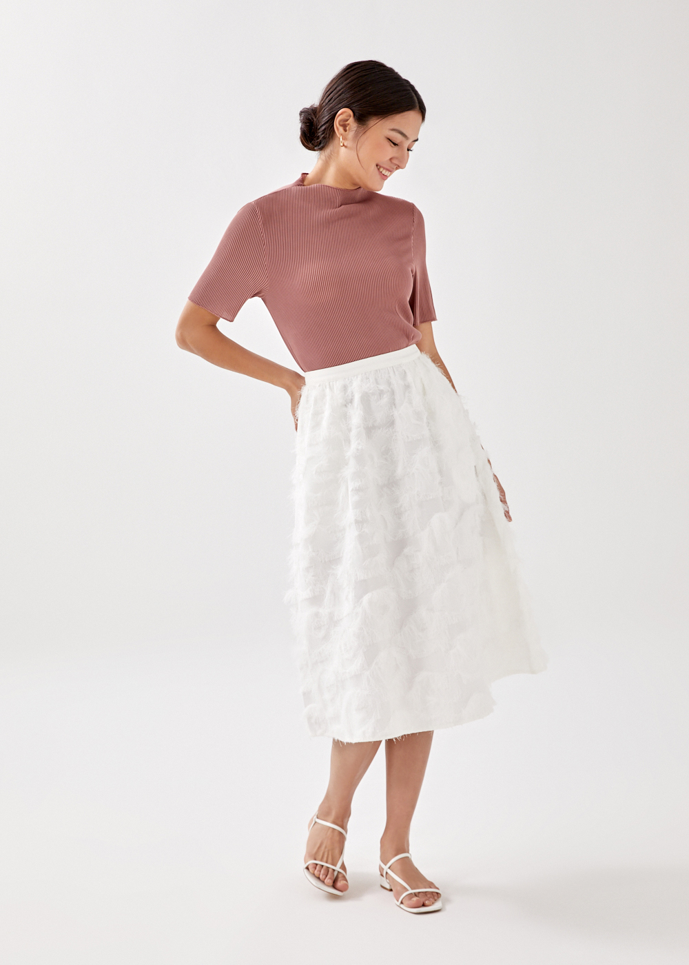 Buy Carlene Textured Midi Skirt @ Love 