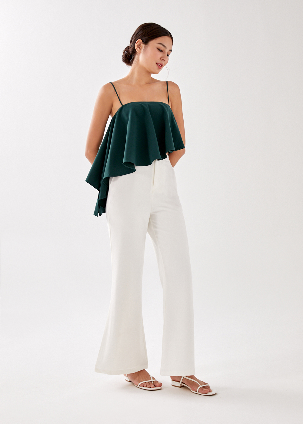 

Wendi Asymmetrical Drape Bustier Top-338-M