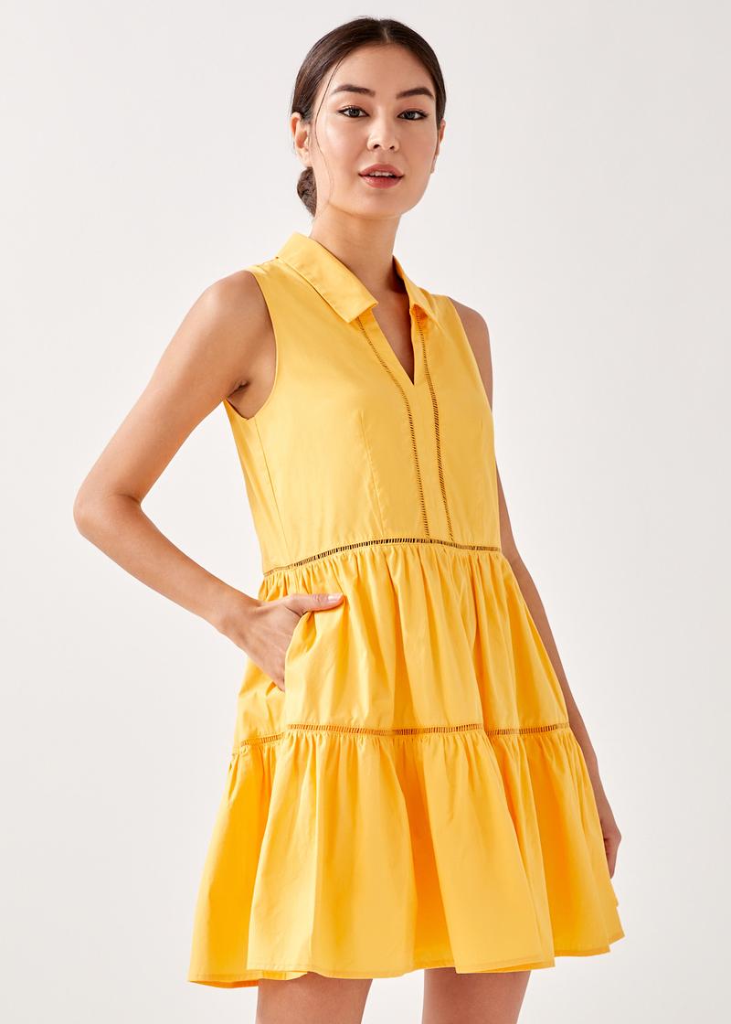 Jayla Collared Tiered Trapeze Dress