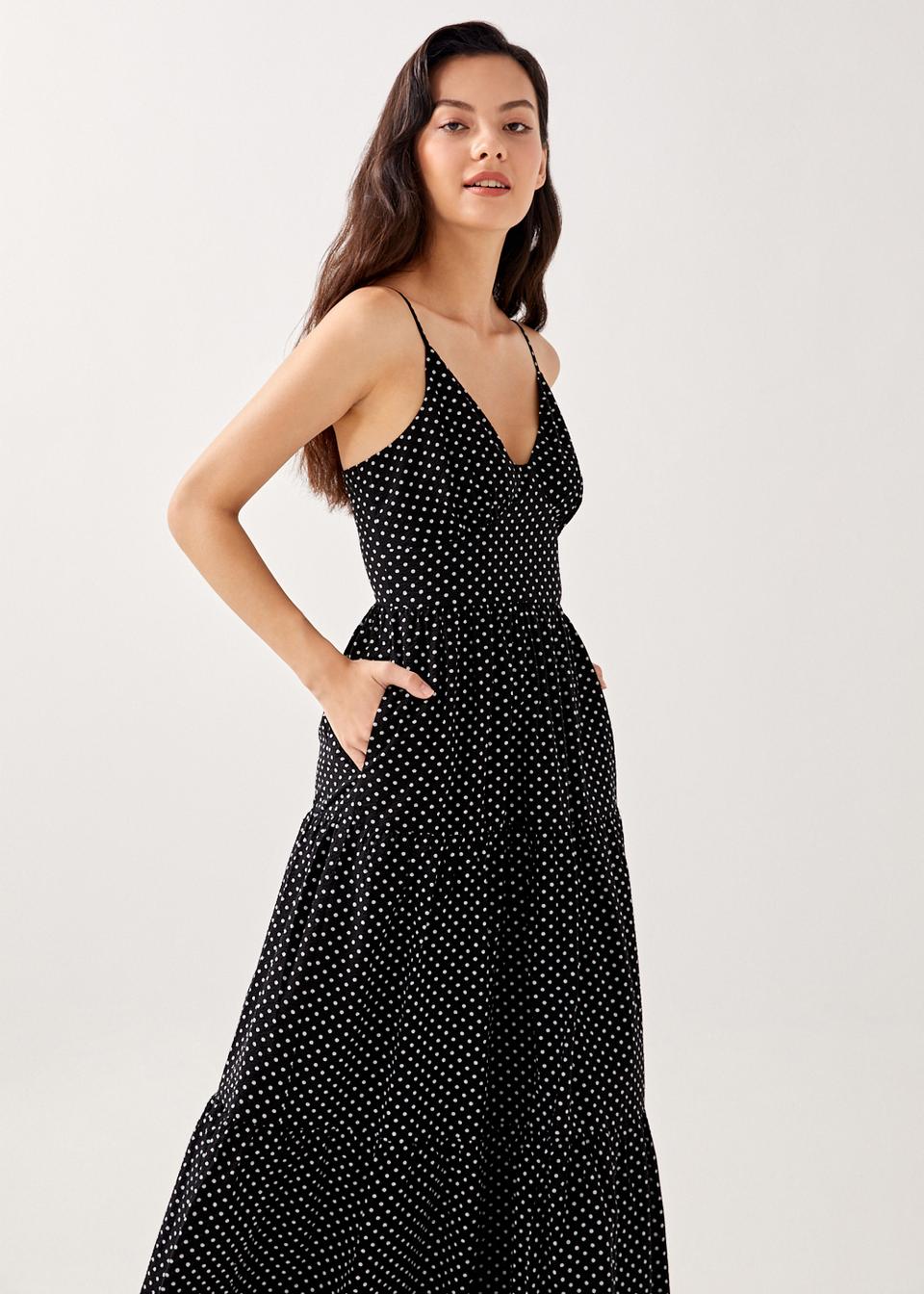 Buy Elienna Ruched Polka Dot Maxi Dress @ Love, Bonito Singapore | Shop ...