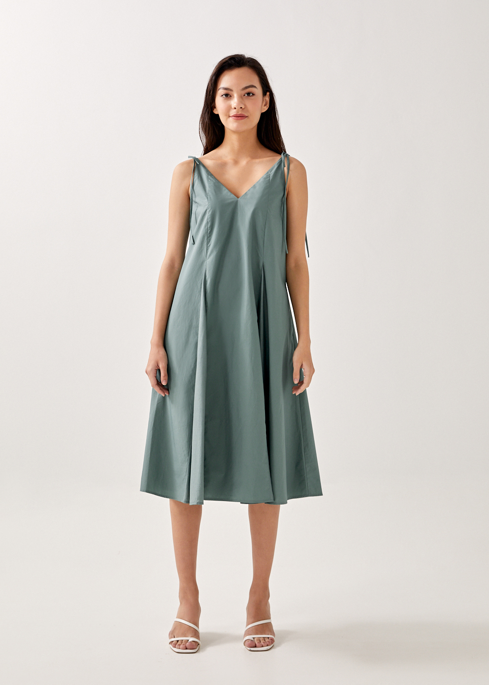 

Delilah Shoulder Tie Flare Midi Dress-410-M