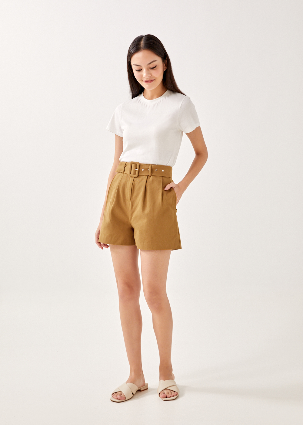 

Athena Belted Tailored Shorts-275-S