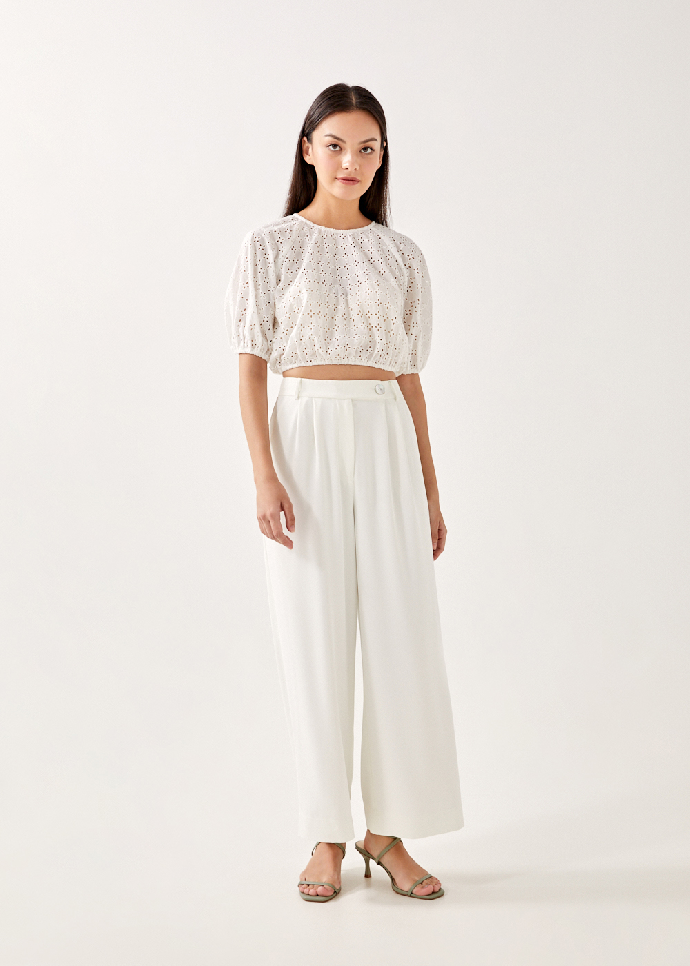 

Hayes Embroidered Ruched Cropped Top-031-XS