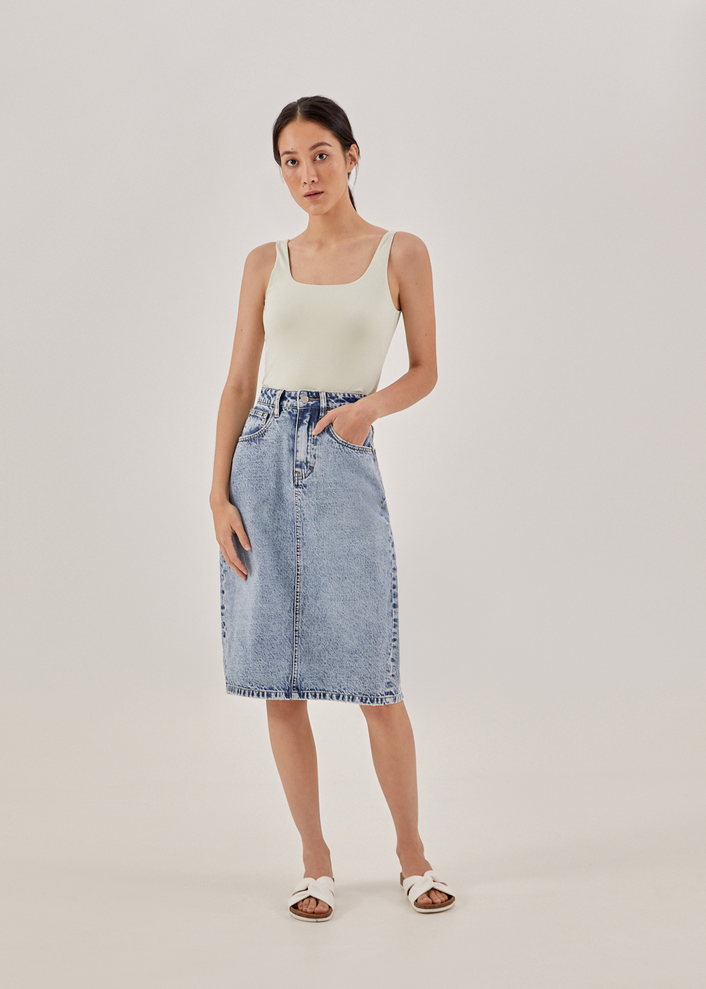 

Kacey Classic Denim Pencil Skirt-417-XS