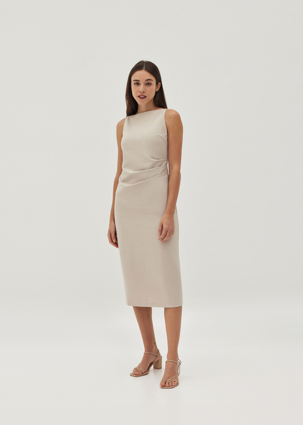 Buy Naya Straight Neck Side Pleated Dress @ Love, Bonito Singapore ...
